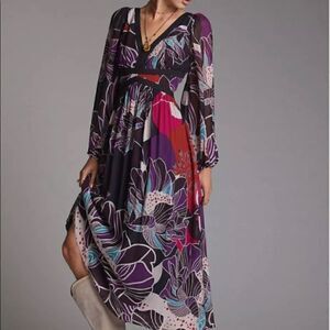 Anthropology- Let Me Be Floral Midi Dress